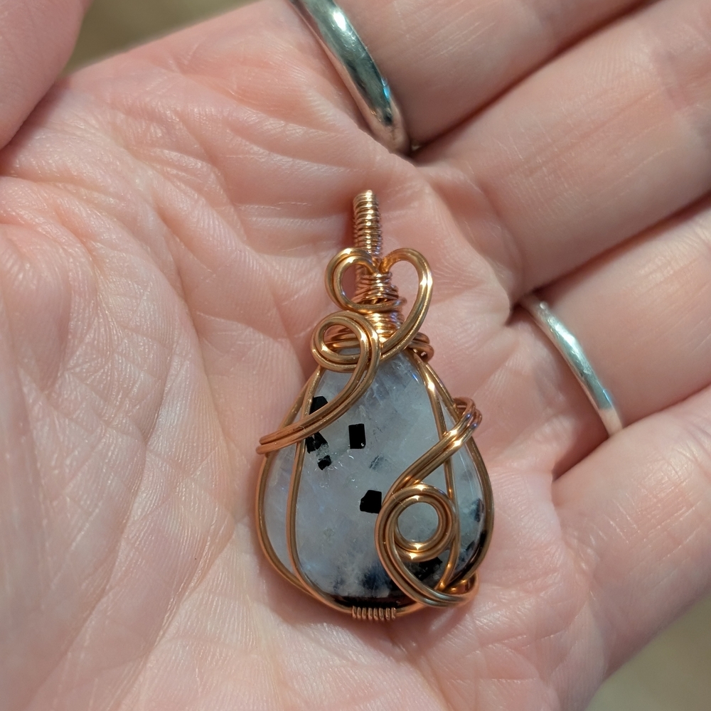 Elegant Copper Wire Wrapped Pendant